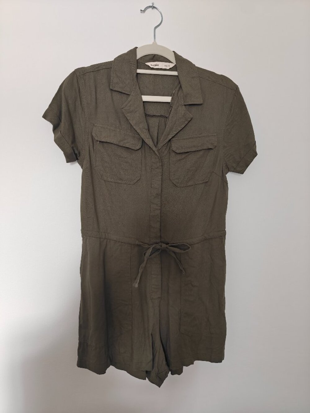 Olive Green Linen Romper